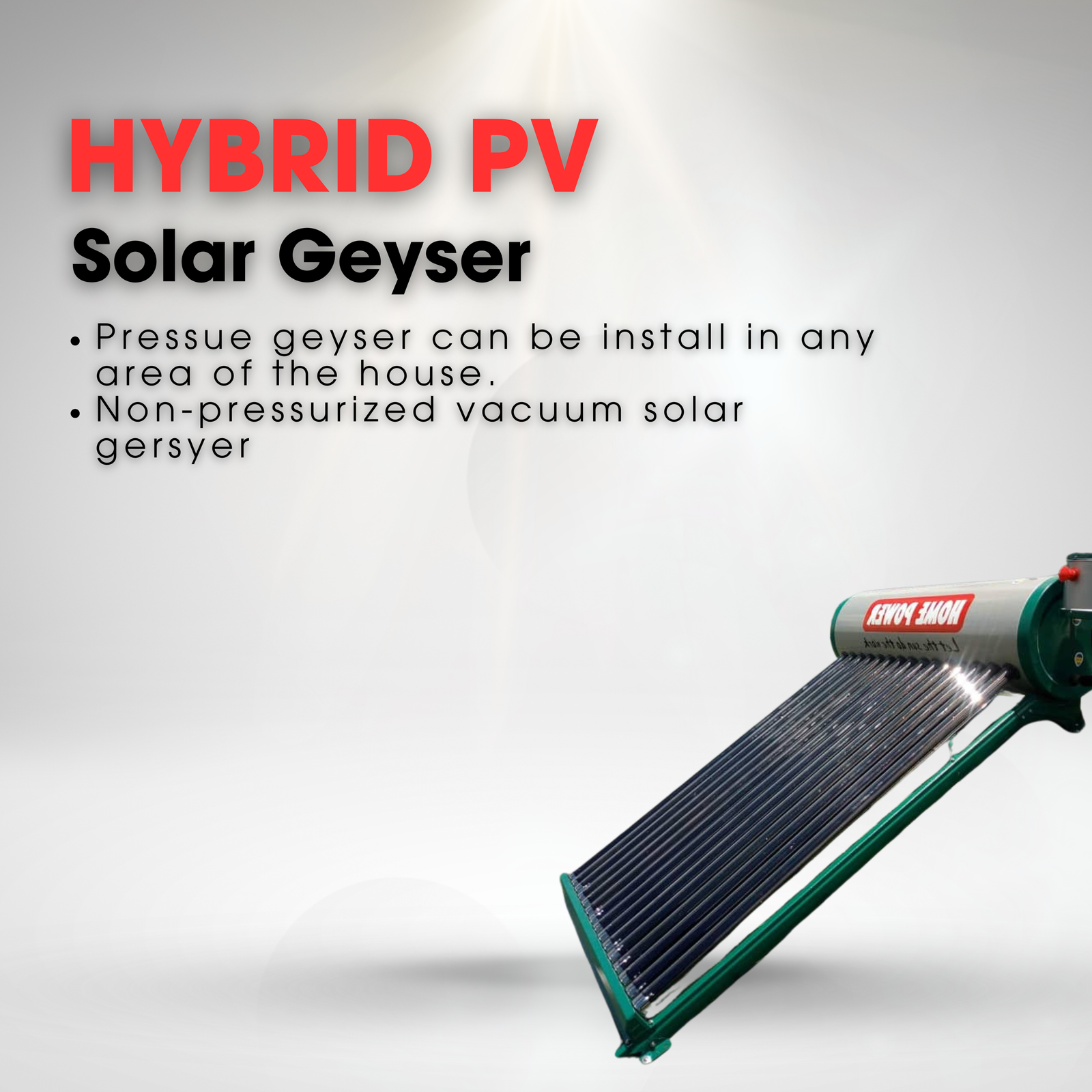 Hybrid PV Solar Geyser