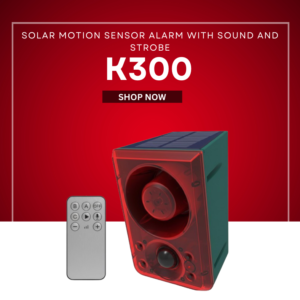 Solar Motion Sensor Alarm with Sound and Strobe
